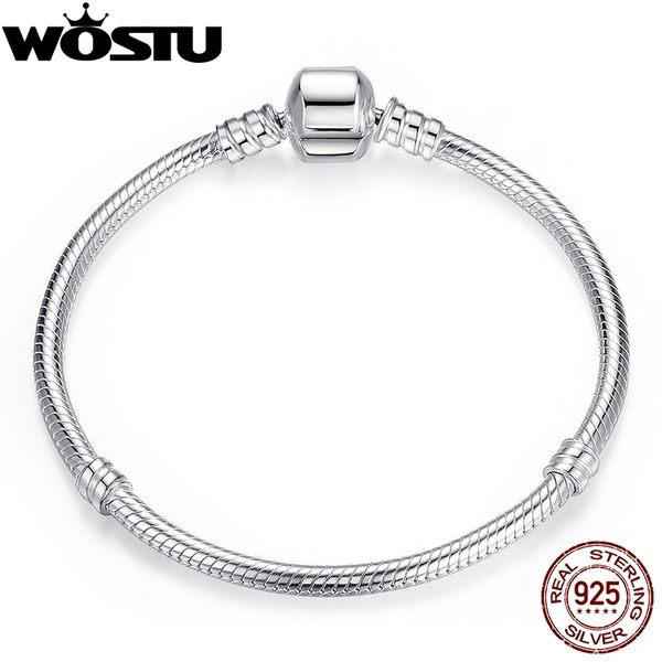 

luxury original 100% 925 sterling silver snake chain bracelet bangle for women authentic charm jewelry pulseira gift xchs902 y200107, Golden;silver
