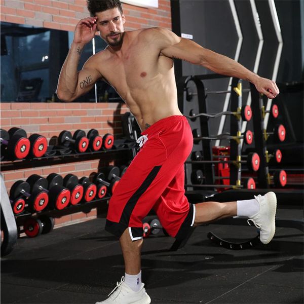 

men's shorts cotton loose fitness bodybuilding running clothes brand durable sports pants, White;black