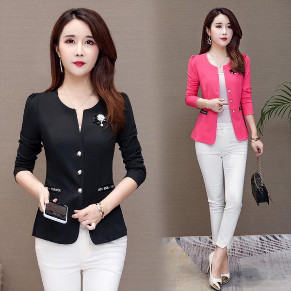 

spring autumn womens formal elegant jackets coats plus size female v neck long sleeve jackets ladies short outwear coat, Black;brown