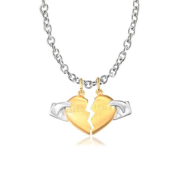 

minimalist style stainless steel chain necklaces for women 2020 jewelry gift fashion gold color break heart pendant bijoux q1209, Bronze;silver