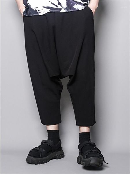 

spring and summer street solid color dark black design hip-hop loose harem pants hip hop large-scale flying squirrel pants male1
