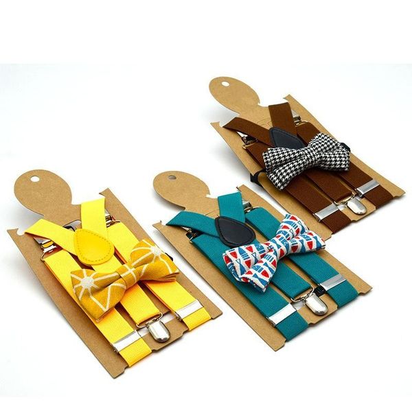

children adjustable lattice suspenders fashion baby solid colors braces kids strap clip with colorful bow tie tta1327 rwddw, Black