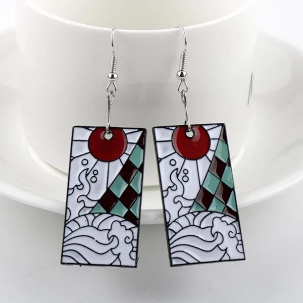 

dangle & chandelier linmouge earrings for women anime demon slayer kimetsu no yaiba blade of ghost cosplay tanjiro jewelry, Silver
