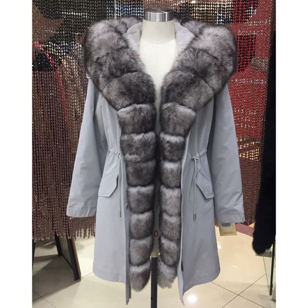 

women winter long parka coat jacket hooded raccoon fox collar detachable rabbit lining 43d 66081 201026, Black