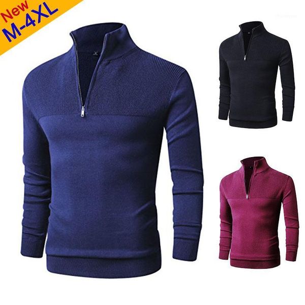 

muls brand cotton pollovers sweater men casual sweaters pull homme knitted pullover half zipper turtleneck knitwear -collar1, White;black