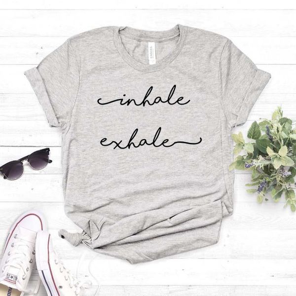 

inhale exhale print women tshirt cotton hipster funny t-shirt gift lady yong girl tee drop ship zy-455, White