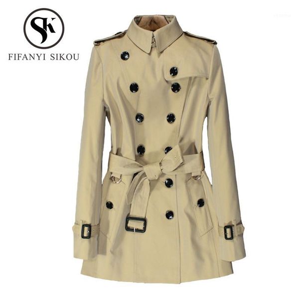 

2020 new double breasted trench coat women windproof and waterproof trench coat ladies classic business outerwear1, Tan;black