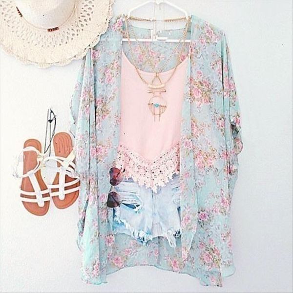 

arrivals new women blouses plus sizes floral cardigan women chiffon batwing blouse kimono cardigan chemise femme xxxl, White