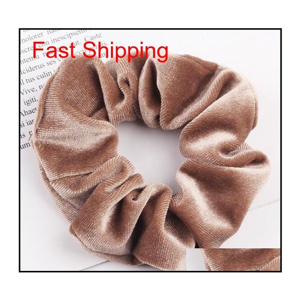 

30 pcs/lot 10cm velvet hair scrunchies wholesale elastic hair band girls ponytail holder women head wear 30 co qylvao nana_shop, Pink