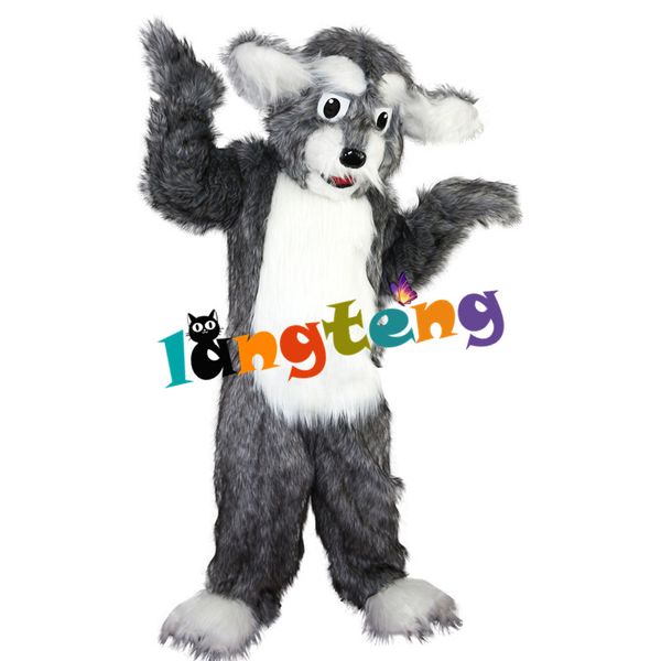 

mascot costumes743 long-haired grey dog mascot costume animal holiday cartoon, Red;yellow