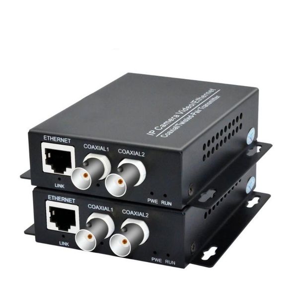 

one pair 2 channel ethernet ip extender over coax eoc coaxial cable hd network transmission extender for security cctv cameras