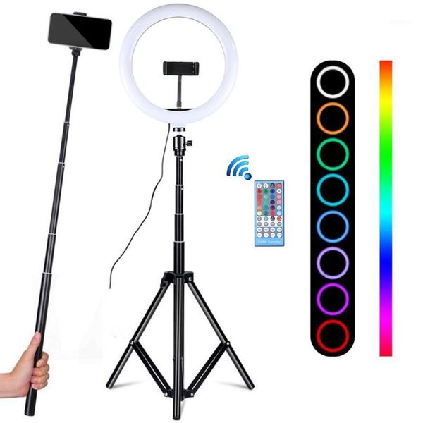 

flash heads 10 inch led ring lamp selfie light with tripod rgb pography ringlight phone makeup lights for tiktok youtube video live1