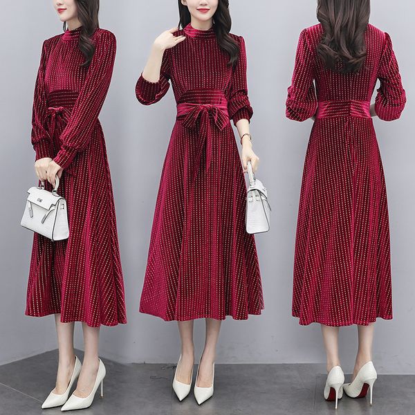 

womens long 2021 spring midi plus size fat 100kg woman wear blue dress red belt loose uama, Black;gray