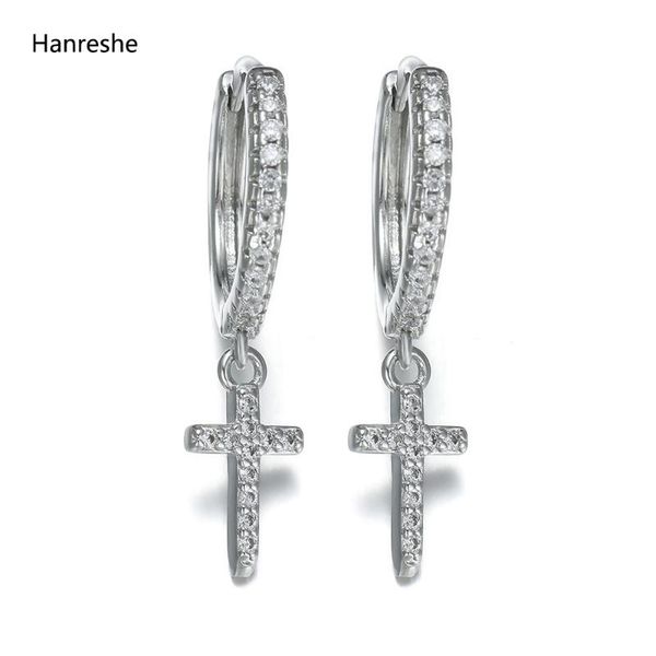 

hoop & huggie hanreshe mini pretty earrings trendy jewelry wedding party crystal round copper cross for women gift accessorie, Golden;silver
