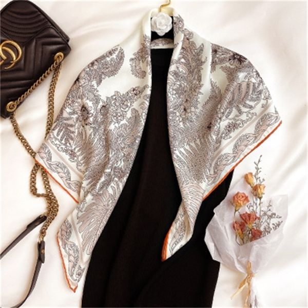 

90 * 90см новый twill weave silk square skitch skarf женский художественный лес украшения лес декорчан офис шаль женщины 201218, Blue;gray