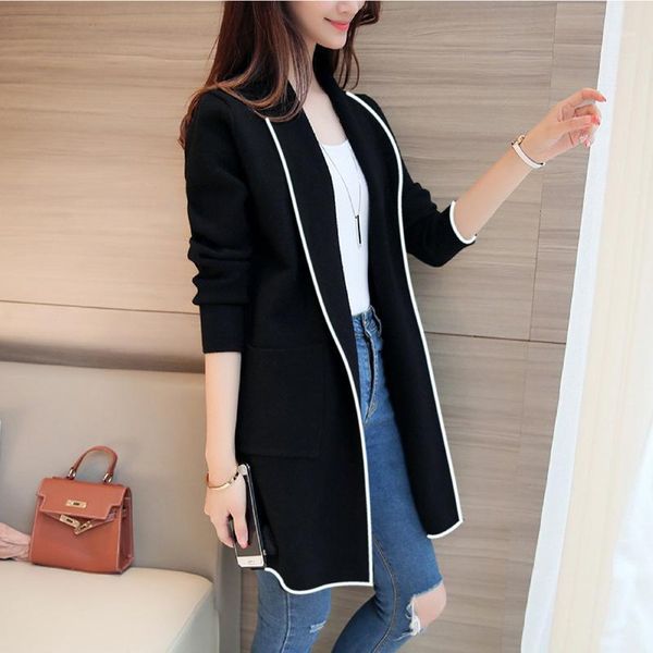 

2020 new spring new wild loose long knitted sweater cardigan women winter jacket loose big yards joker long sweaters coat tide1, White