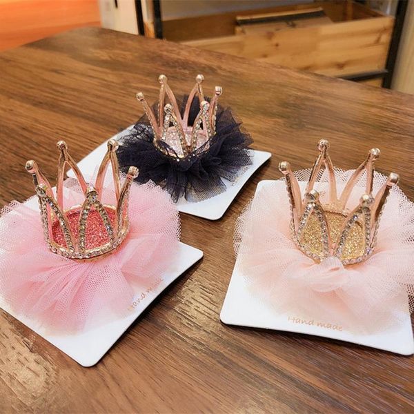 

hair accessories 1pc/lot children's hairpin headdress girls princess mesh head flower stereo crown girl jewelry, Slivery;white