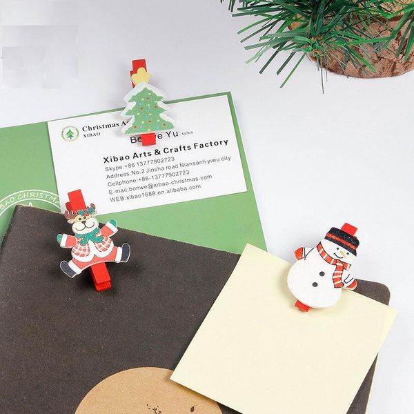 

12pcs christmas wooden clips creative ornaments colored wood clip p paper craft clips home wedding xmas party new year decor wmtyoe