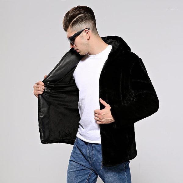 

autumn thick large size mens faux fur coat faux fluffy coat men black hooded jacket winter loose cardigan male xxxl 4xl1