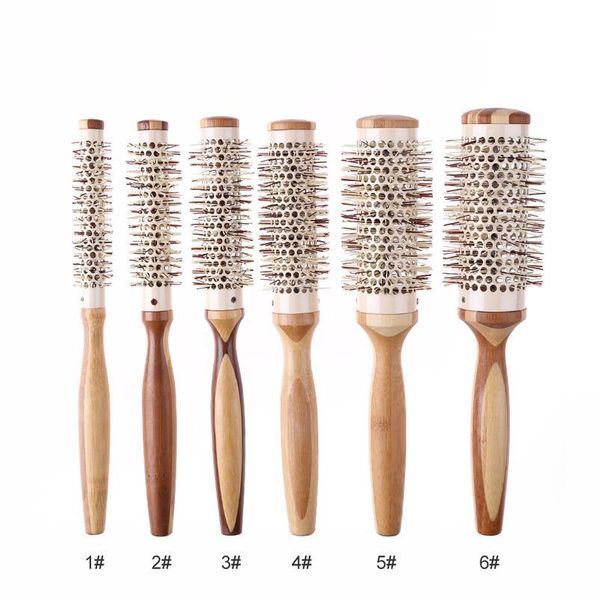 

wood handle iron hair brush round barrel hair comb drying curling hairdressing hair curler combs 15/20/25/30/40/45 wmtgbd, Silver