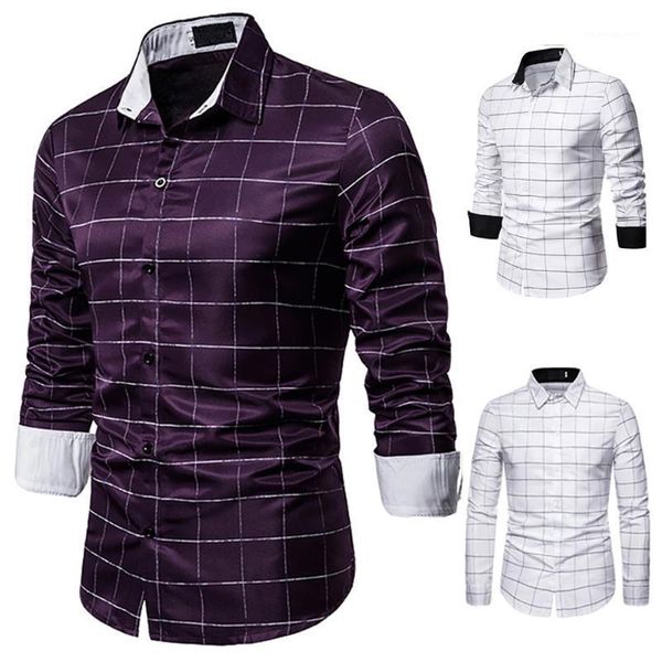 

men's casual shirts factory direct sales men's plaid button slim fit turn-down collar long sleeve blouse shirt winter fashion1, White;black