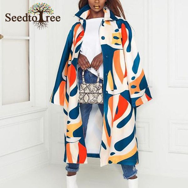 

digital print colorblock buttoned longline coat, Tan;black