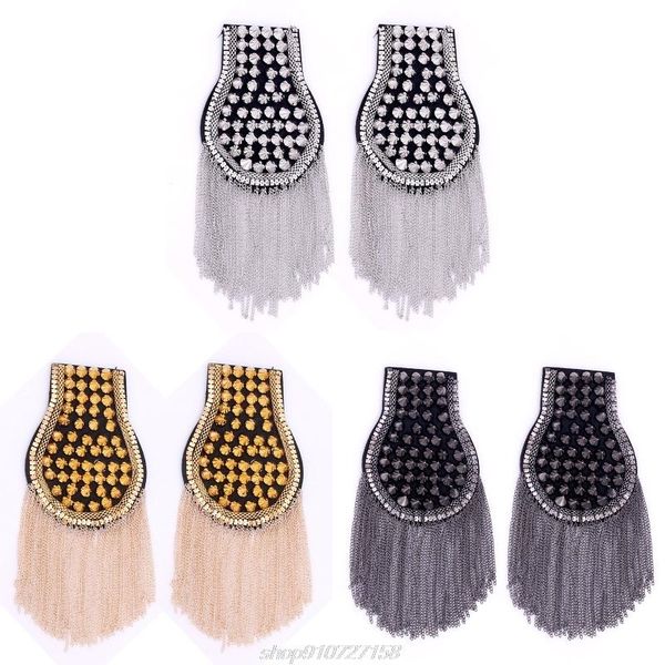 

retro tassel epaulet rhinestone shoulder board costume shoulder badge decor for man women n07 20 dropshipping, Gray