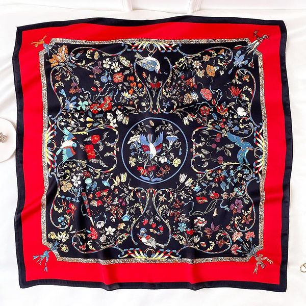 

9090cm realk silk sharf для женской печати квадратная шейка головной долю follard hijab шарфы женские платки и обертывания бандана украл sqc, Blue;gray