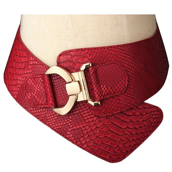 

fashion punk rock wide belts for women elastic cummerbunds black luxury european style woman belt metal buckle coat decorate 201117, Black;brown