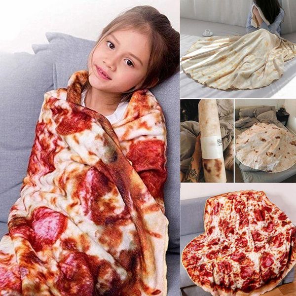 

blankets pizza blanket soft warm flannel corn tortilla for bed fleece sofa plaid plush bedspread home supplies