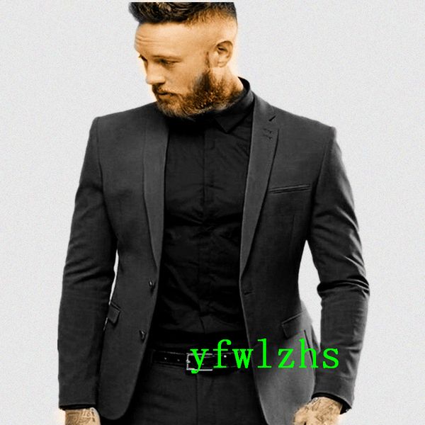 

handsome two buttons groomsmen notch lapel groom tuxedos man's suits wedding/prom/dinner man blazer(jacket+pants+tie) k506, Black;gray