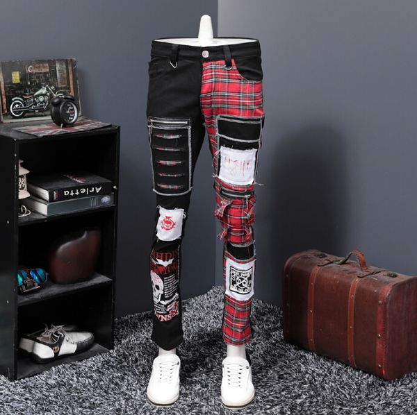 

hole brim patch pants 2020 new fashion streetwear jean pant fbpb, Blue