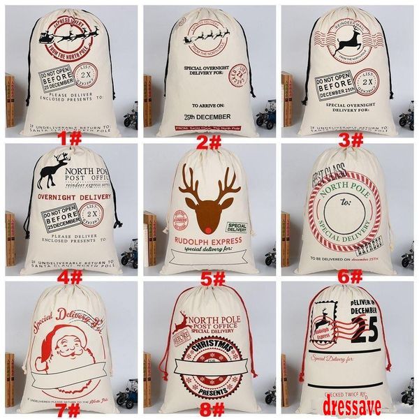 

9fhwxmas gifts christmas large sacks canvas monogrammable santa claus drawstring bag with reindeers