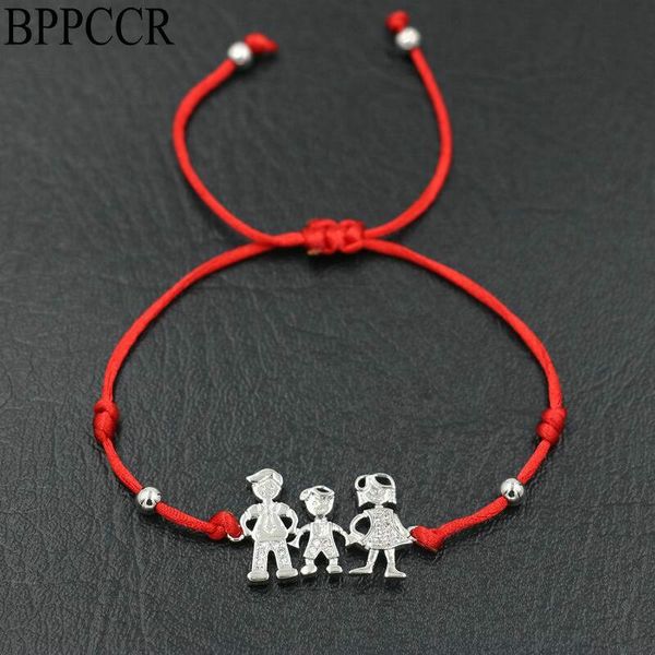 

bppccr family dad & mum boys & girls lucky charm bracelets for men women lovers couples red rope string bracelet jewelry gifts, Golden;silver
