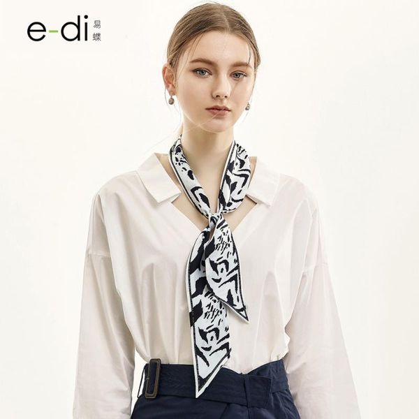 

baoshidi]2020 new fashion double face neckscarf,100% twill silk skinny scarf, multi-use head, waist, hair, hat, handbag scarf, Blue;gray