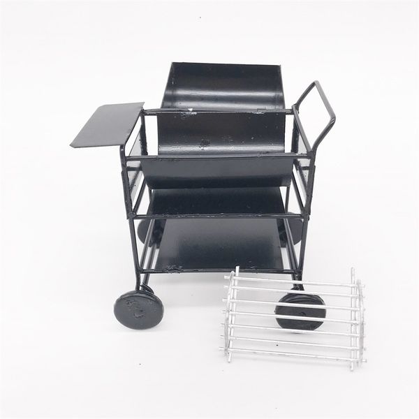 

1: 12 dollhouse dollhouse pocket model outdoor square cart oven bbq grill iron ornament handmade design crsm