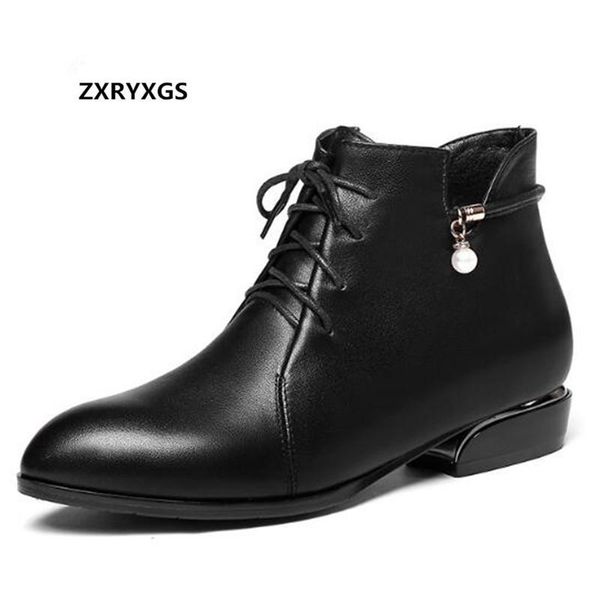 

boots soft cowhide single autumn comfort low-heel shoes woman 2021 warm winter genuine leather snow black