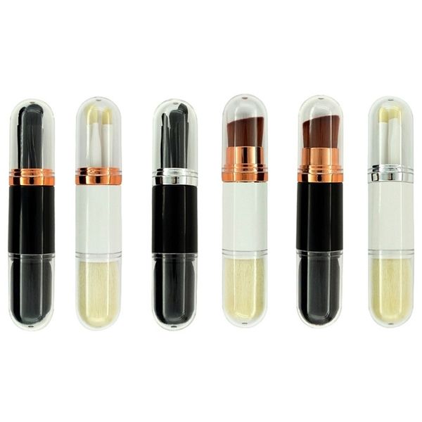 

4-in-1 mini portable makeup blusher loose powder eyeliner eye shader brush set highlight brush kit