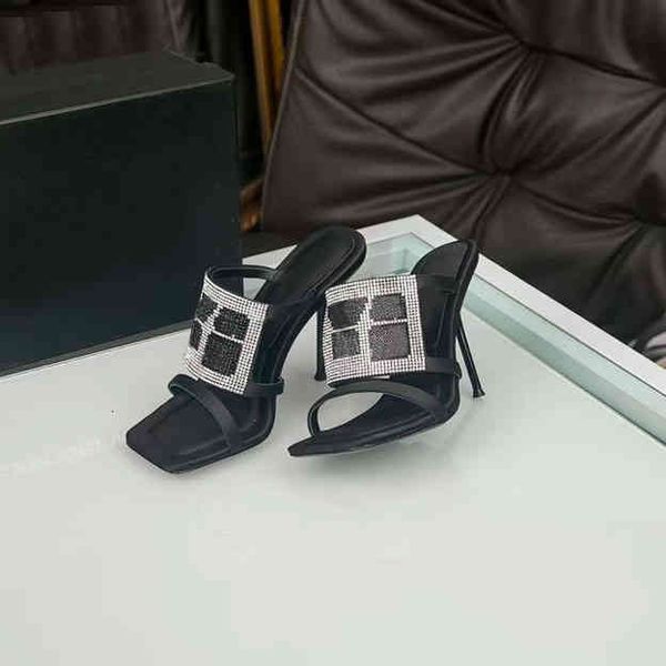 

spring designer shoes fashion diamond queen real leather high heels slippers women's dress wedding 10cm 0101, Black