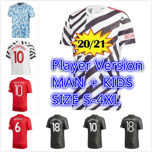 

2021 rashford b.fernandes pogba man soccer jerseys cavani lingard martial football shirt united utd 20 21 uniforms men kids kit, Black;yellow