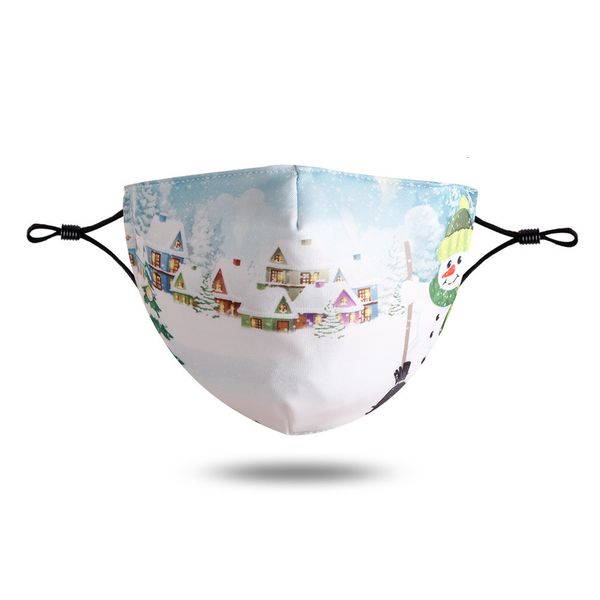 

w6sz printed face xmas christmas masks anti dust fog snowflake mouth cover breathable washable reusable mask 7
