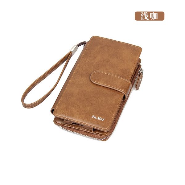 

men's wallet long multi-functional card large capacity hand leisure mobile phone bag, Red;black