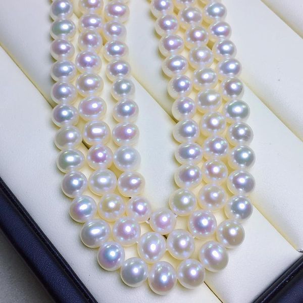

freshwater pearl necklace round shape with size 6.5-7mm perfect luster for jewelry diy loose pearl strands, Silver