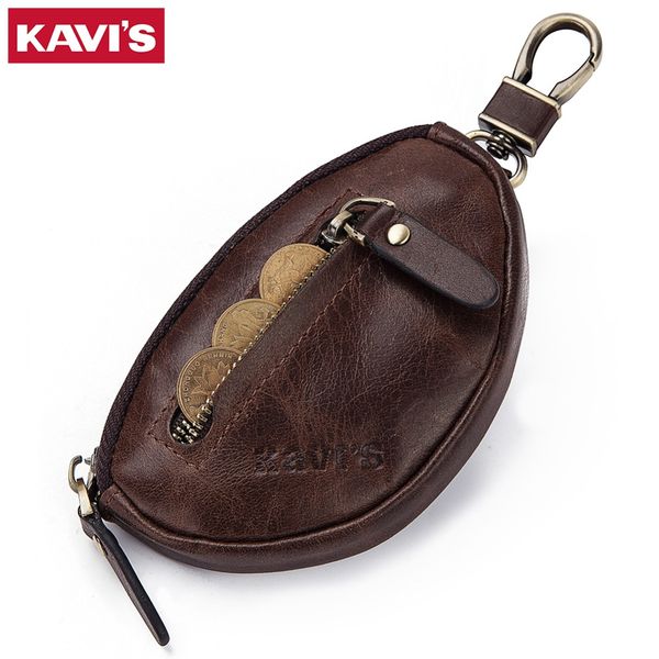 

kavis coin purse genuine leather men wallet mini zipper soft purses car key bag for money pocket small holder for coin chain, Red;black