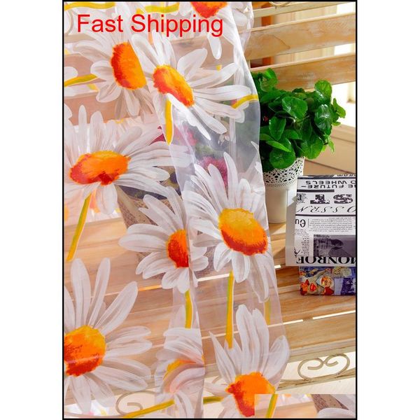 

new white orange 1*2.5m sunflower voile window panel sheer tulle drapes decorative curtains for living roo qylgcb packing2010