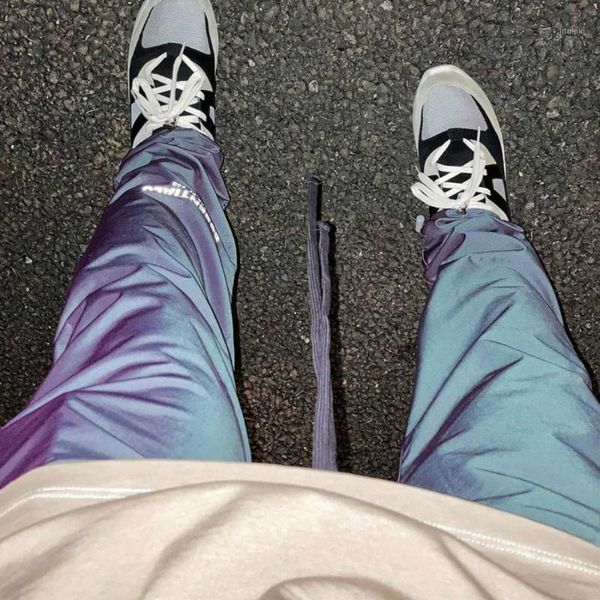 

version iridescent nylon track pants lightweight slim sweatpants reflective logo elastic cuffs1, Black