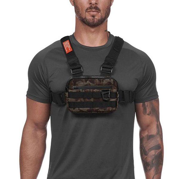 

men chest phone vest waist mini cycling safety tactical hiking backpack travel pack pocket bags reflective multi-function pwrak, Red;black