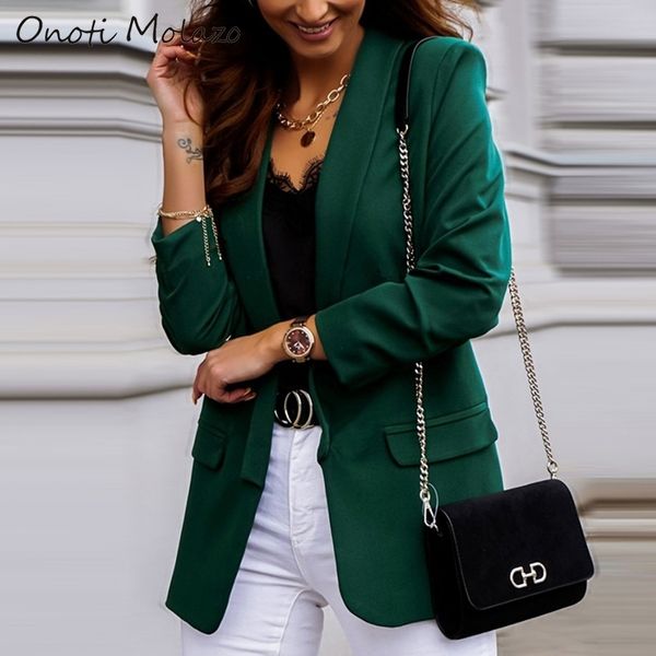 

onoti solid office ladies jacket coat women fashion causal long sleeve loose outerwear chic veste autumn chaqueta mujer 201201, White;black