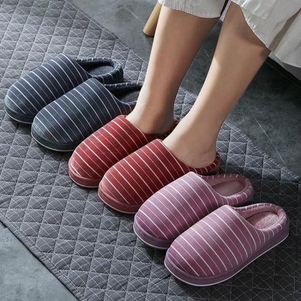 

slippers 2021 winter plush cotton men's warmth casual comfortable indoor home shoes non-slip thick-soled women's, Black