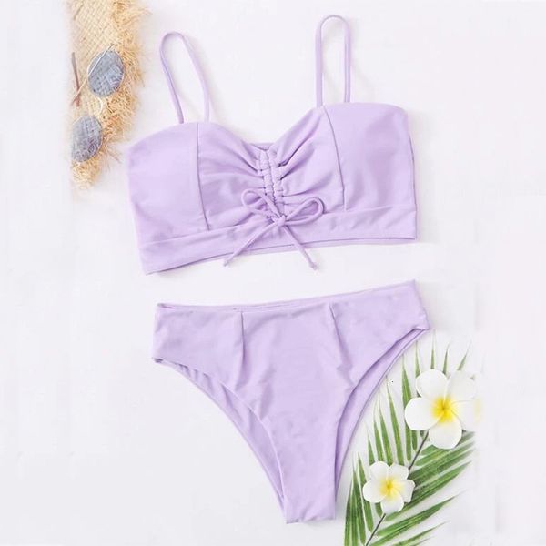 

split body swimsuit with high waist bikini at the front, White;black